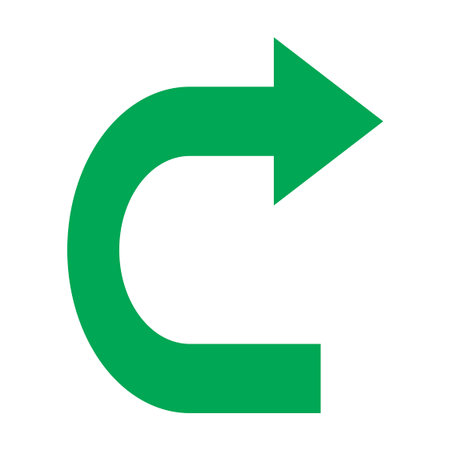 Turn Left flat icon. Vector green sign. Pictogram is isolated on a white background. Trendy flat style illustration for web site design, , ads, apps, user interface.のイラスト素材
