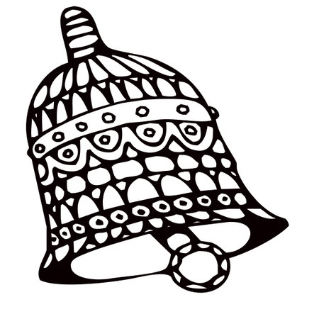 Hand drawn Christmas bell isolated on a white background. Vector illustration.のイラスト素材