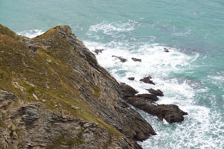 the cliff and sea in the coast in the natureの写真素材
