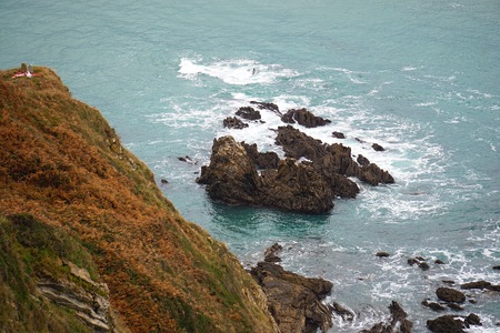 the cliff and sea in the coast in the natureの写真素材