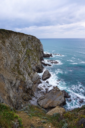 cliff and sea on the beach in the natueの写真素材
