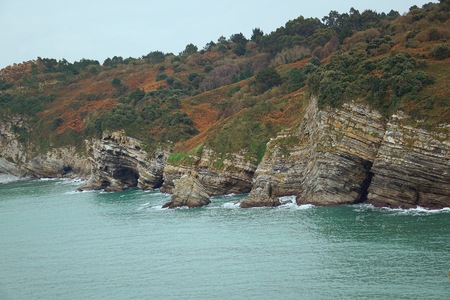cliff and sea on the beach in the natueの写真素材