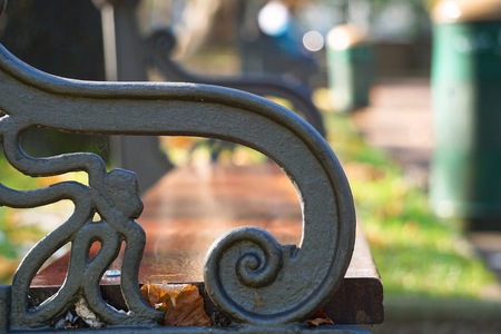 the old wooden bench in the street