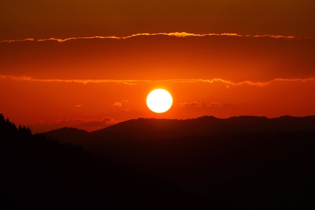 sun and sunset in the sky in the nature