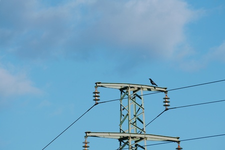 electricity tower in the skyの写真素材