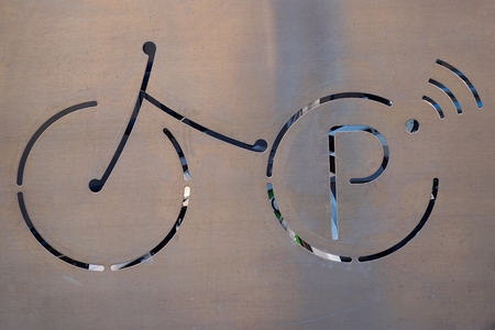 bicycle in the street. bilbao spainの写真素材