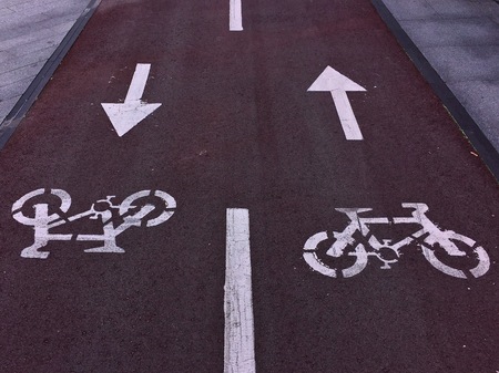 bicycle traffic signal in the street. bilbao spainの写真素材