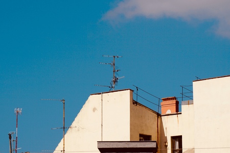 television antenna on the roof. Bilbao. spainの写真素材