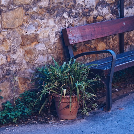 bench in the street Bilbao. spainの写真素材