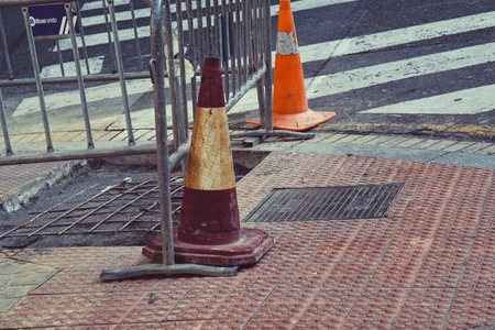 warning signal in the street. Bilbao. spainの写真素材