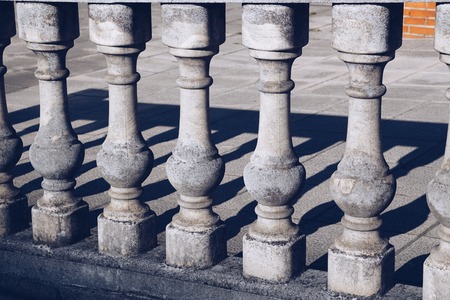 stone column fence in the streetの写真素材