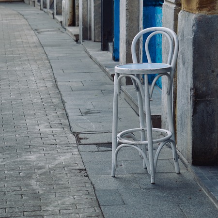 chair in the terrace in the street. Bilbao. spainの写真素材