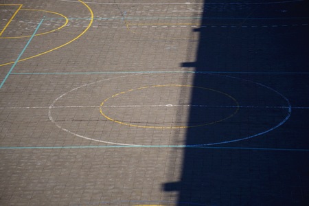 Colorful lines on the ground in the basketball court. Bilbao. Spain.の写真素材