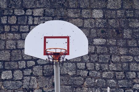old broken basket in the streetの写真素材