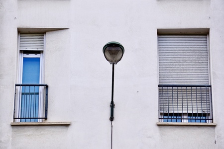 window in the white building facade in Bilbao city Spainの写真素材