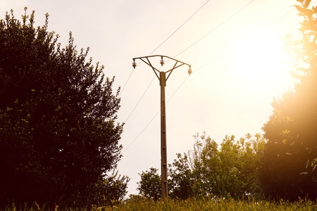 electricity tower in the mountain in the natureの写真素材