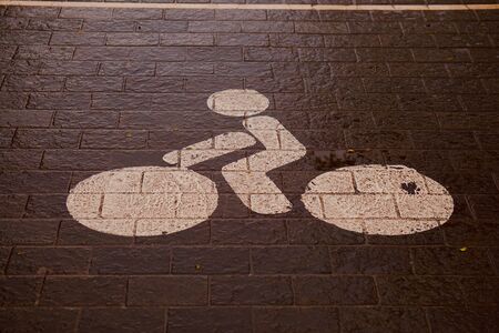 bicycle traffic signal on the road on the street. Bilbao, Spainの写真素材