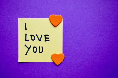 i love you message written on paper, romantic statementの写真素材