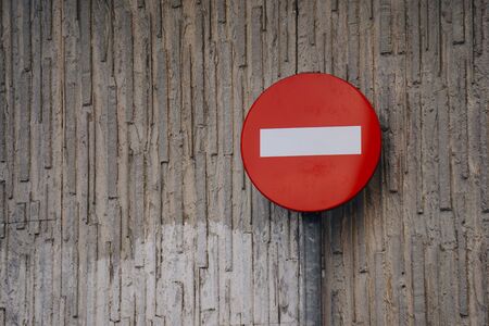 forbidden traffic signal on the road in the street in bilbao city spainの写真素材