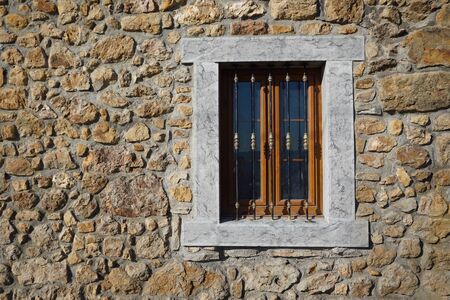 window on the old house, architecture in Bilbao city Spainの写真素材