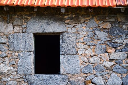window on the old house, architecture in Bilbao city Spainの写真素材