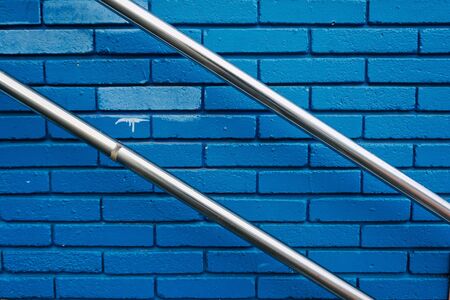 blue stone wall, facade of the buildingの写真素材