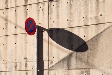 no stopping traffic signal on the street in Bilbao city Spainの写真素材