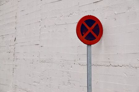 no stopping traffic signal on the street in Bilbao city Spainの写真素材