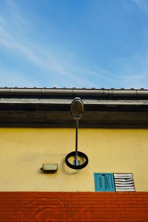 street lights and blue sky