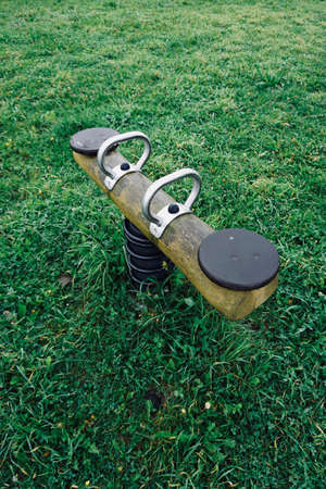 wooden seesaw in the playground