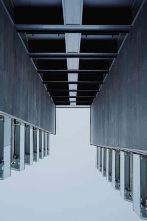 balcony on the facade of the house, architecture in Bilbao city, Spainの写真素材