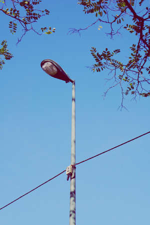 street light and blue sky in Bilbao city Spainの写真素材