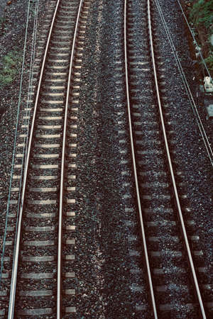 old train tracks in the stationの写真素材