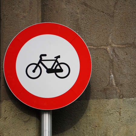 bicycle traffic signal on the street in Bilbao city, Spainの写真素材