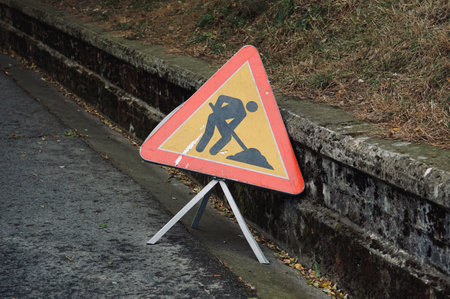 work zone traffic signal on the roadの写真素材