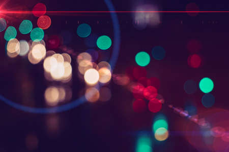 multi colored street lights at night on the streetの写真素材