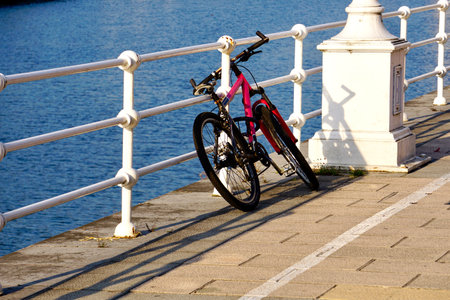 bicycle on the street, mode of transportation in the cityの写真素材