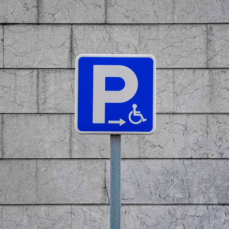 wheelchair traffic signal on the streetの写真素材