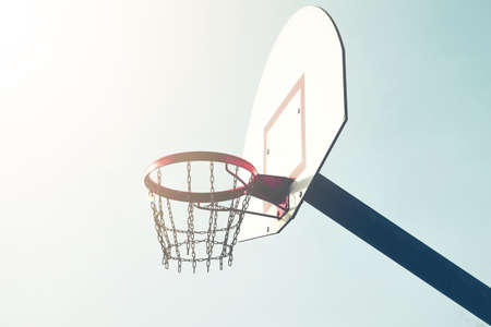 old street basket hoop, sports equipmentの写真素材