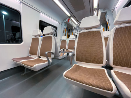 empty seats in the train car, mode of transportation
