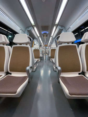 empty seats in the train car, mode of transportation