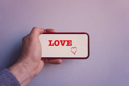 love word on the phone, feelings and emotions