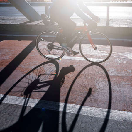 cyclist mode of transportation in the cityの写真素材
