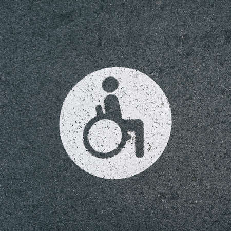 wheelchair traffic signal on the streetの写真素材