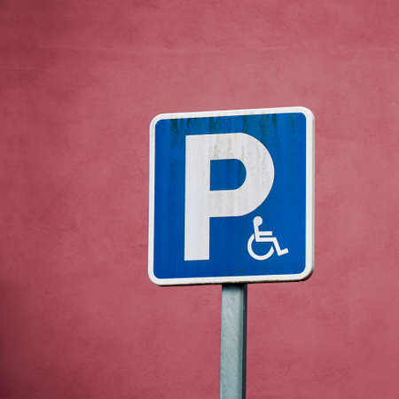 wheelchair traffic signal on the streetの写真素材