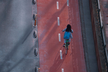 cyclist on the street, mode of transportation in the city, bilbao, spain