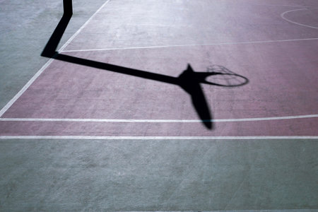 shadows on the street basket courtの写真素材