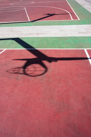 shadows on the street basket courtの写真素材
