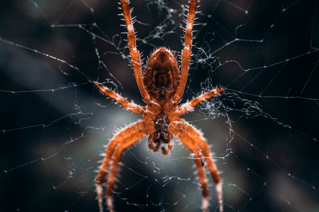 spider on the spider web waiting to huntの写真素材