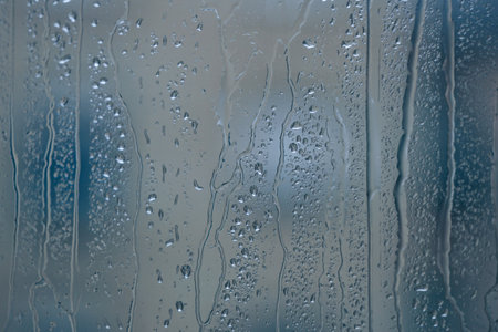 raindrops on the window in rainy daysの写真素材